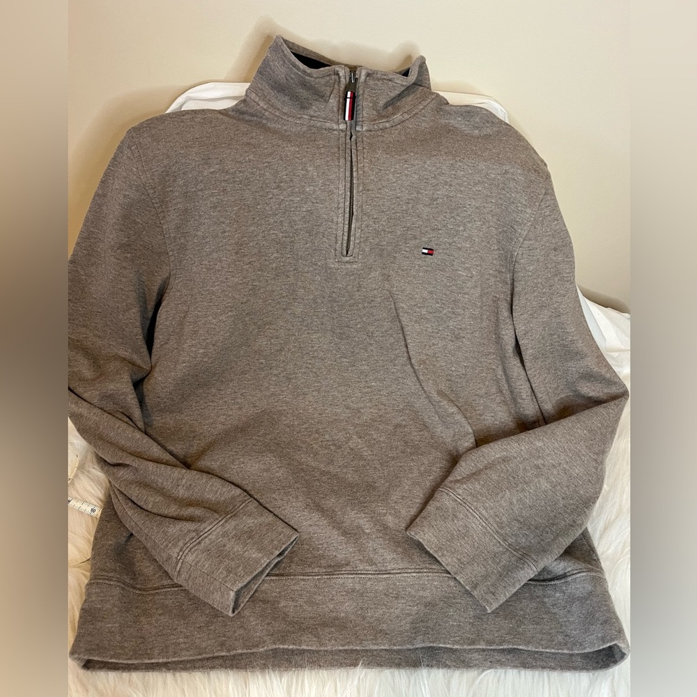 Tommy Hilfiger Tan 3/4 Zip Up Sweater sz L